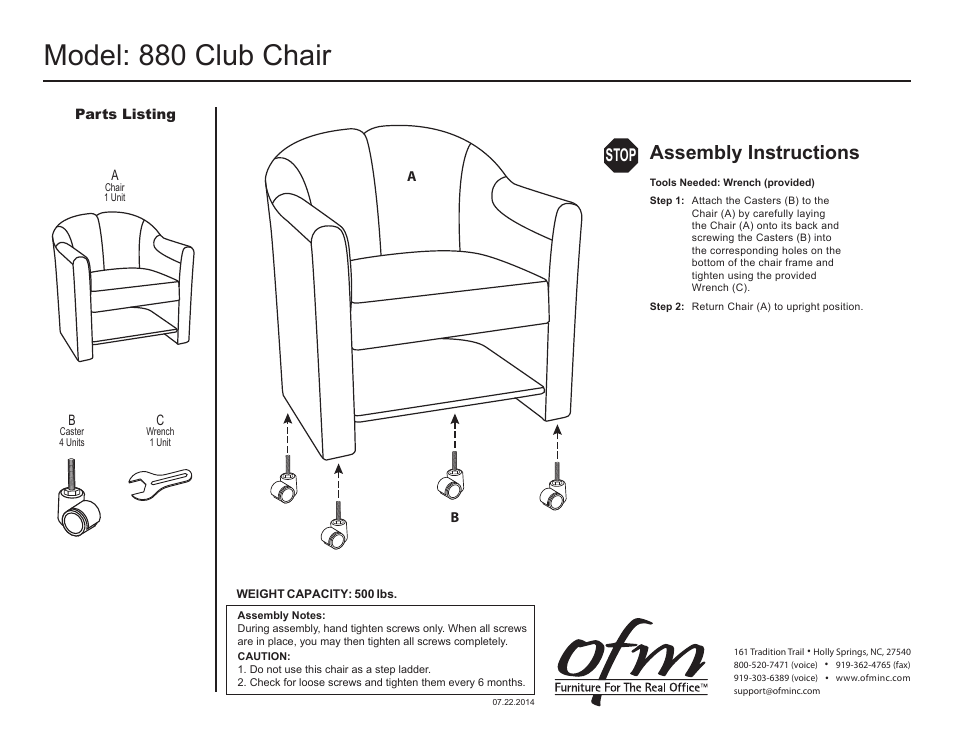 OFM 880 User Manual | 1 page