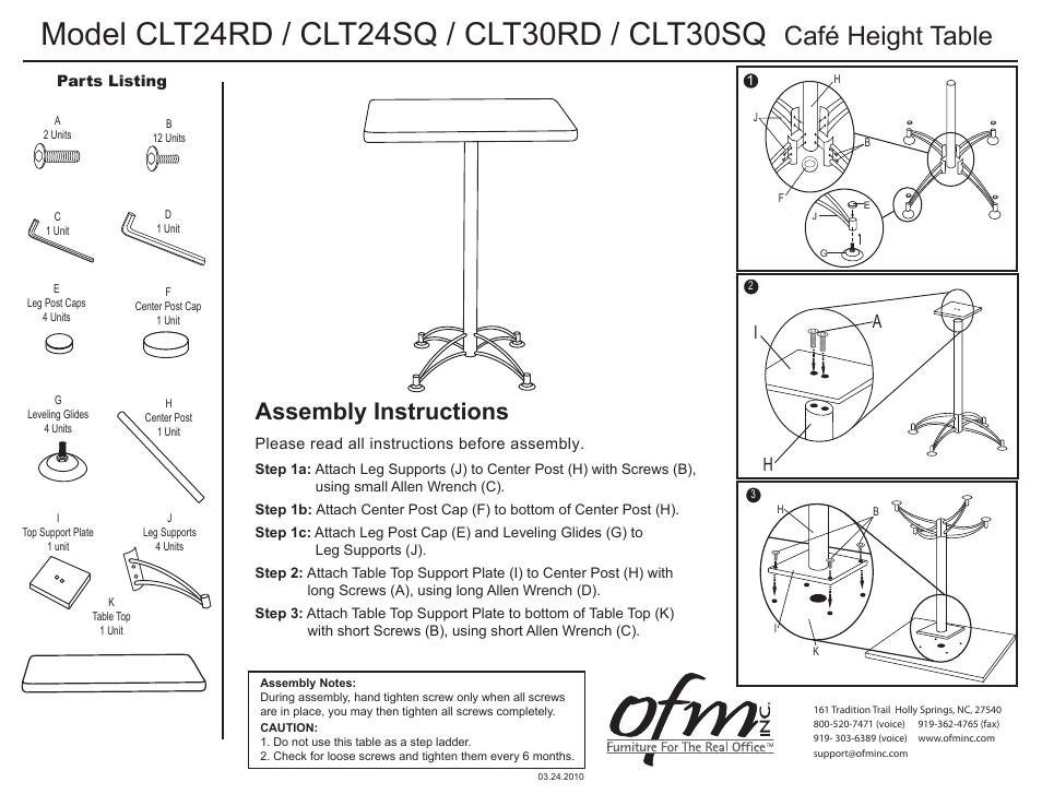 OFM CLT30SQ User Manual | 1 page