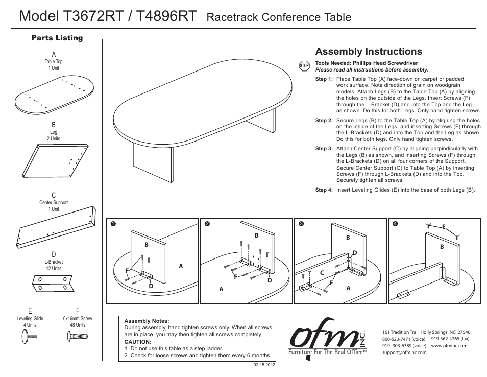 OFM T4896RT User Manual | 1 page