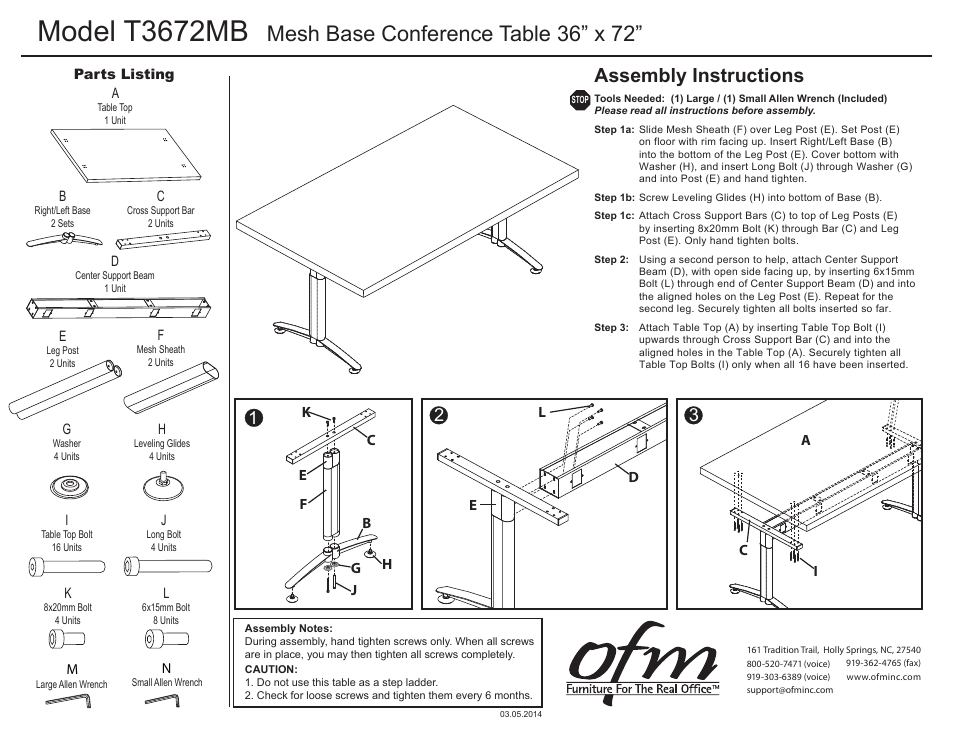 OFM T3672MB User Manual | 1 page
