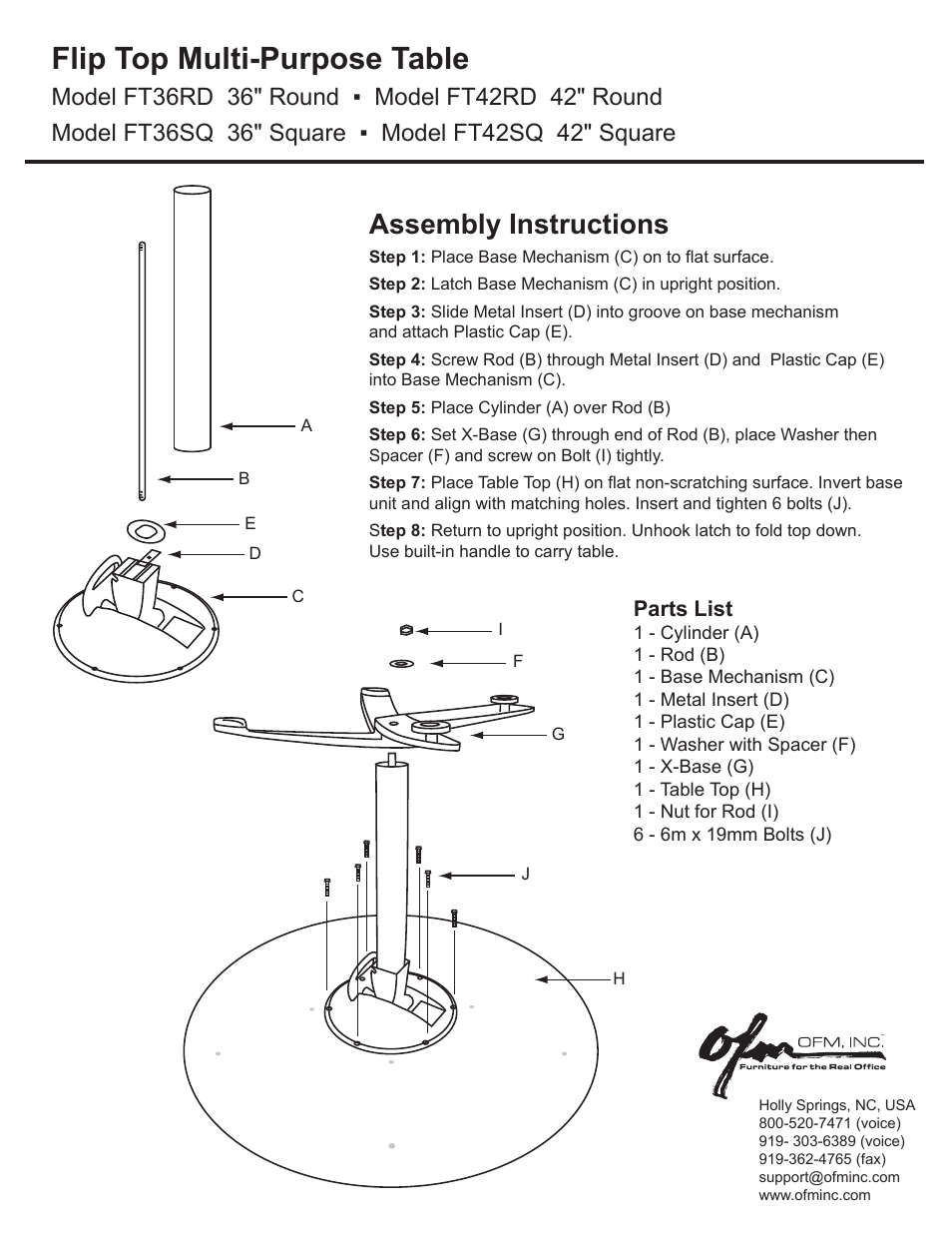 OFM FT42SQ User Manual | 1 page