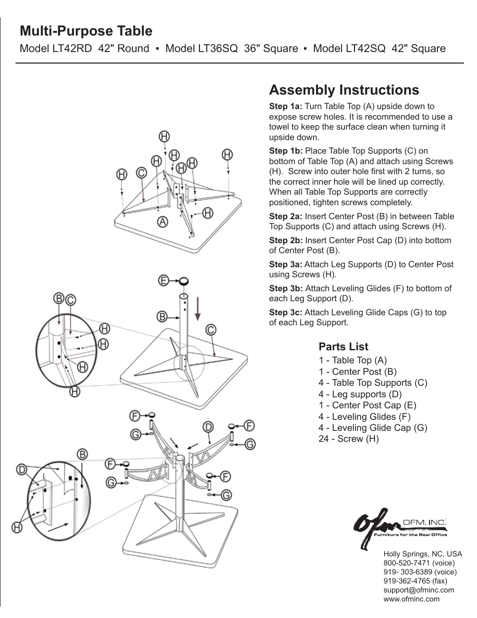 OFM LT42SQ User Manual | 1 page