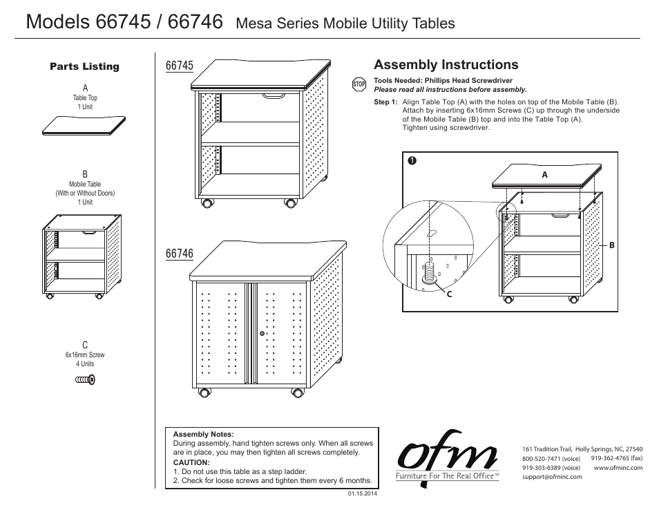 OFM 66746 User Manual | 1 page