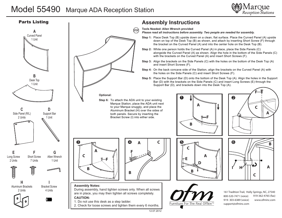 OFM 55490 User Manual | 1 page