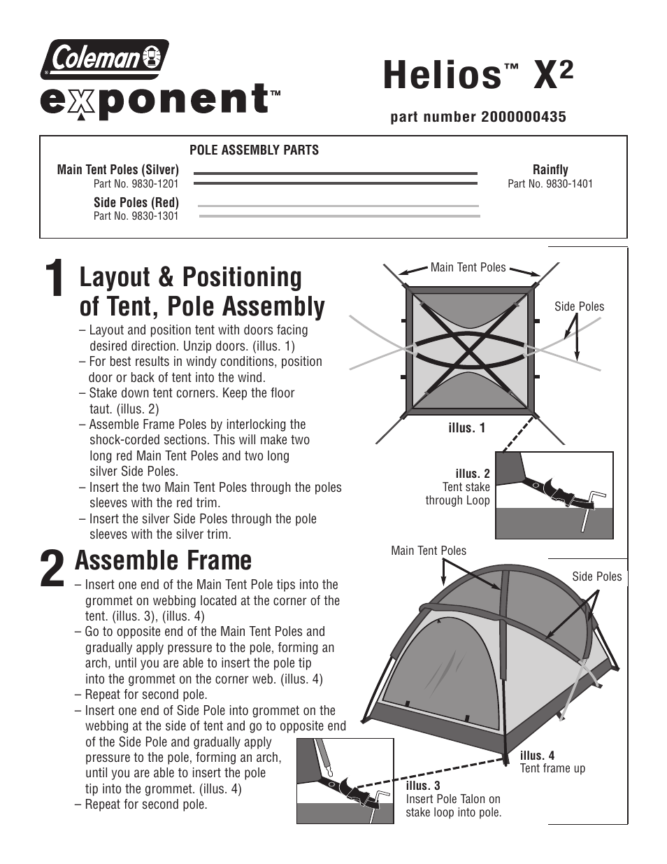 Coleman Helios User Manual | 2 pages