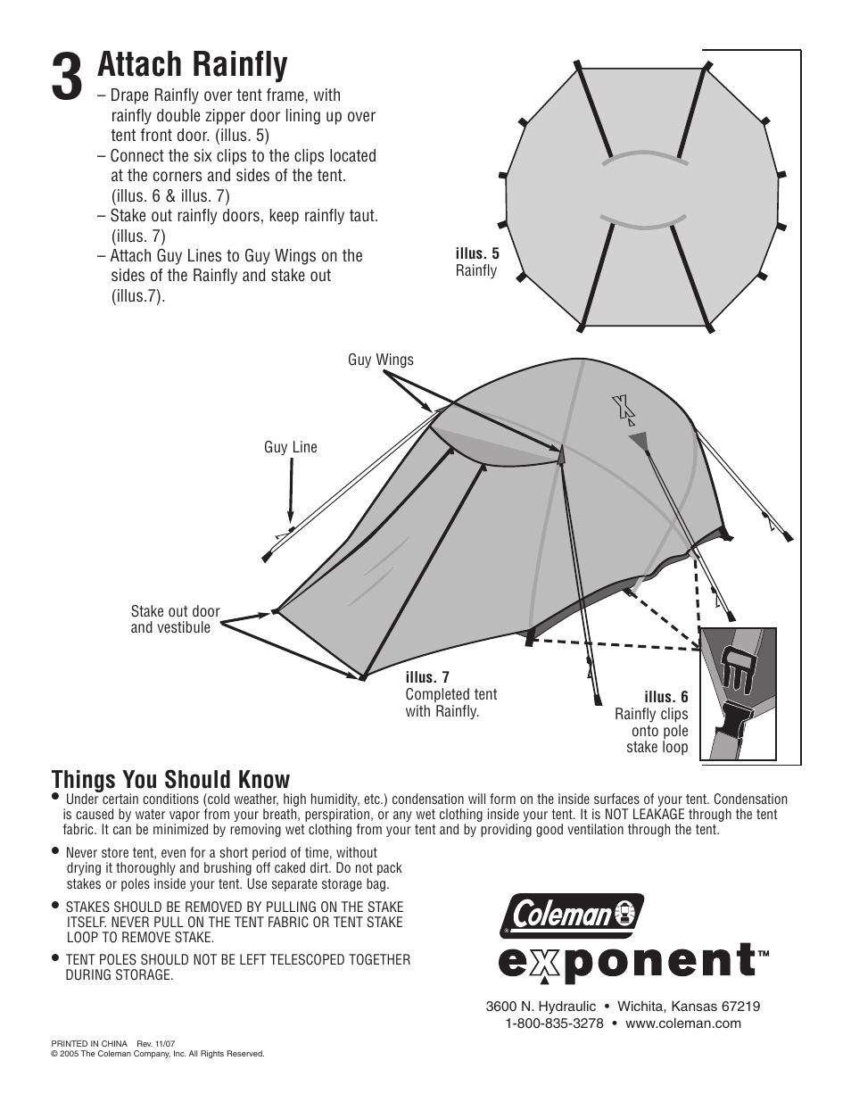 Attach rainfly, Things you should know | Coleman Helios User Manual | Page 2 / 2