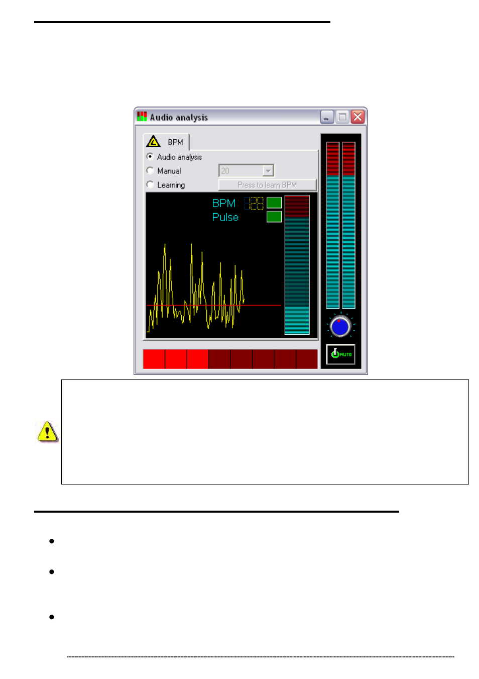 Sound to light, scene audio bpm sync, Manual sound to light, manual audio bpm sync | OmniSistem Das Light User Manual | Page 23 / 120