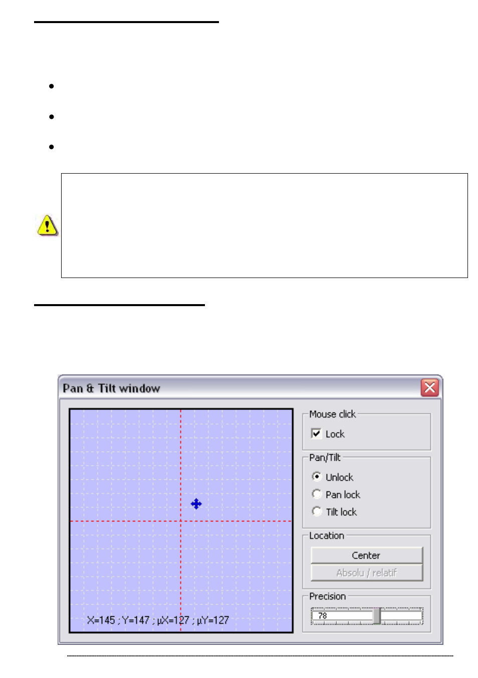 Shortcuts in setup page, The pan & tilt window | OmniSistem Das Light User Manual | Page 31 / 120