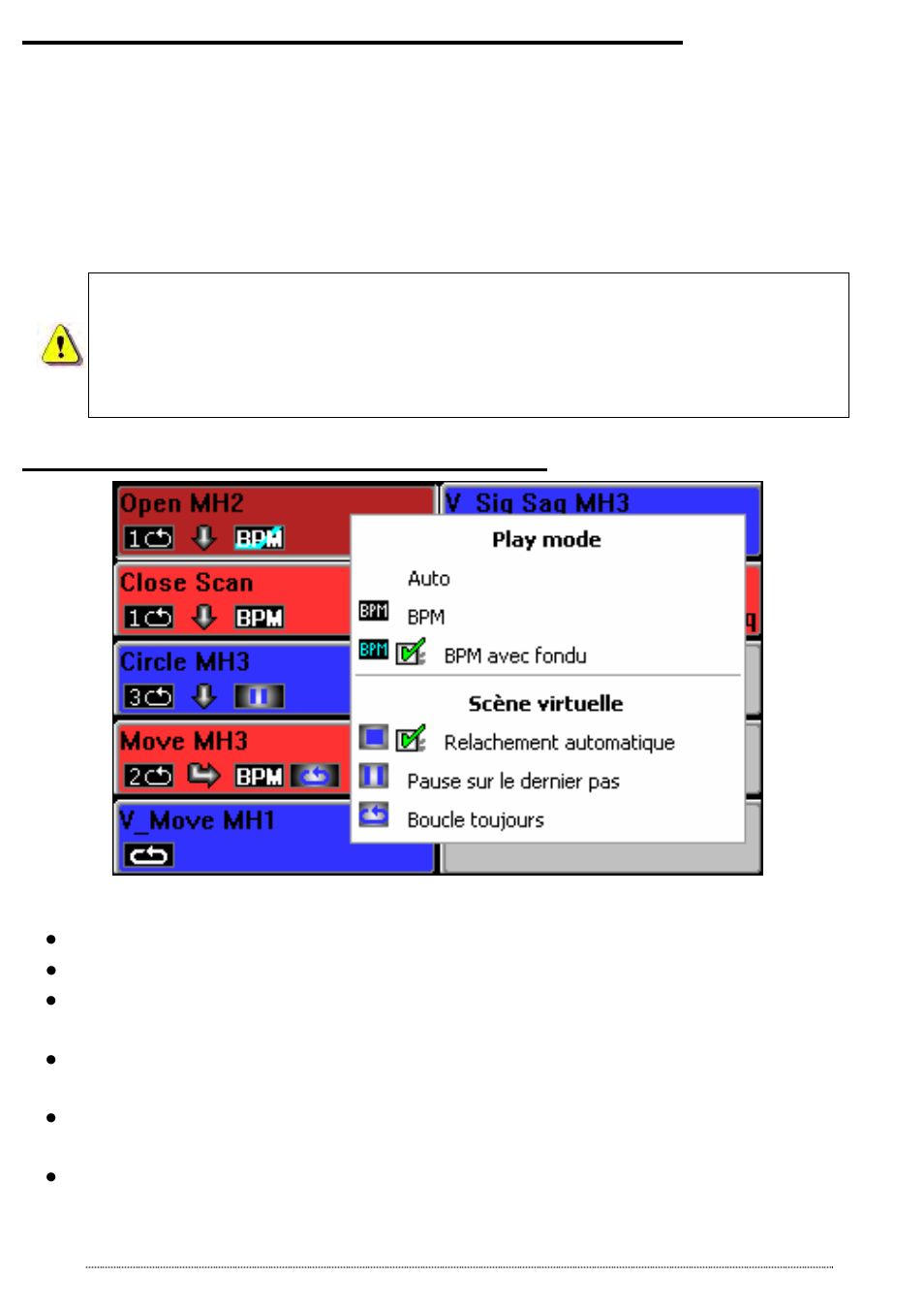 Scènes virtuelles et déclenchements virtuels, Options des scènes de la page live | OmniSistem Das Light User Manual | Page 64 / 120