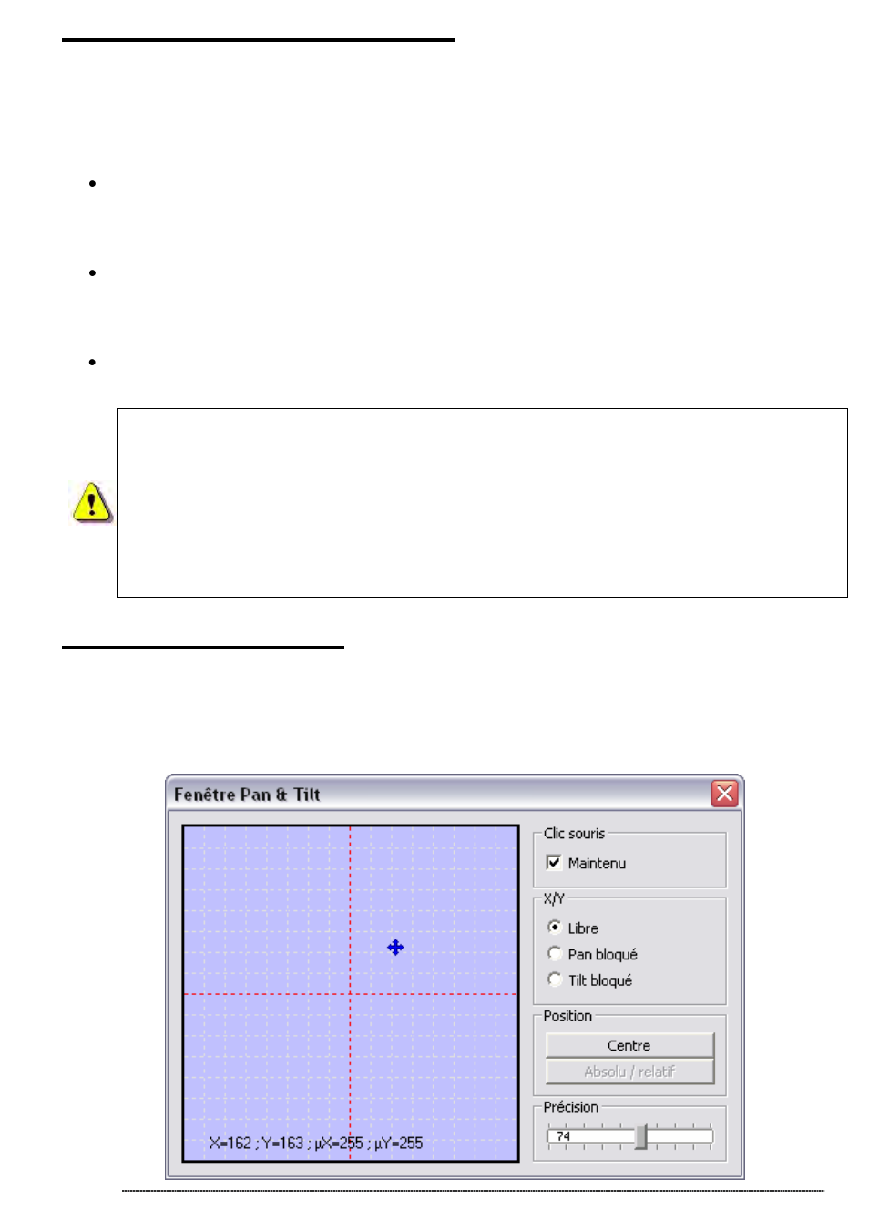 Raccourcis en paramétrage, La fenêtre pan & tilt | OmniSistem Das Light User Manual | Page 71 / 120