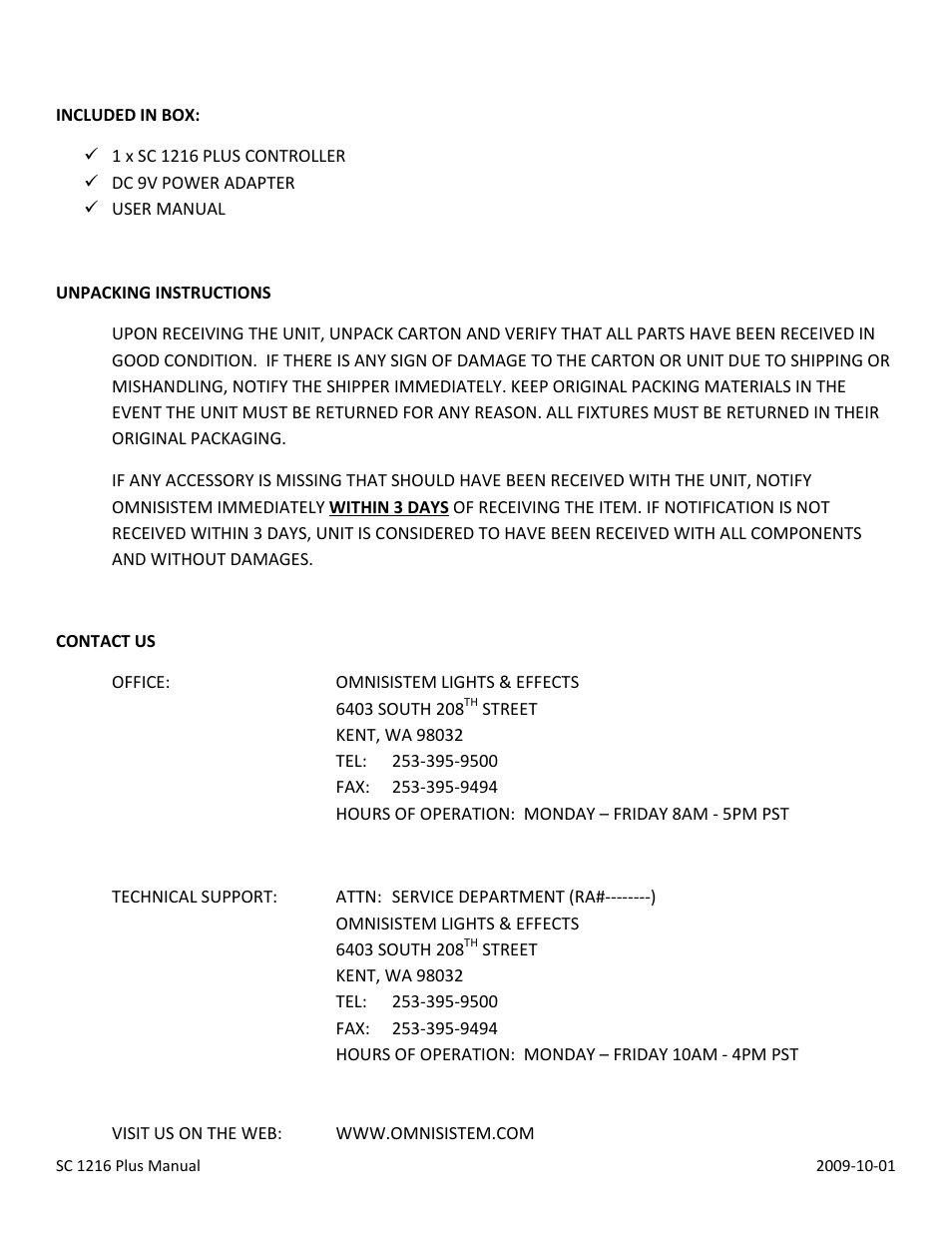 OmniSistem SC 1216 User Manual | Page 2 / 14