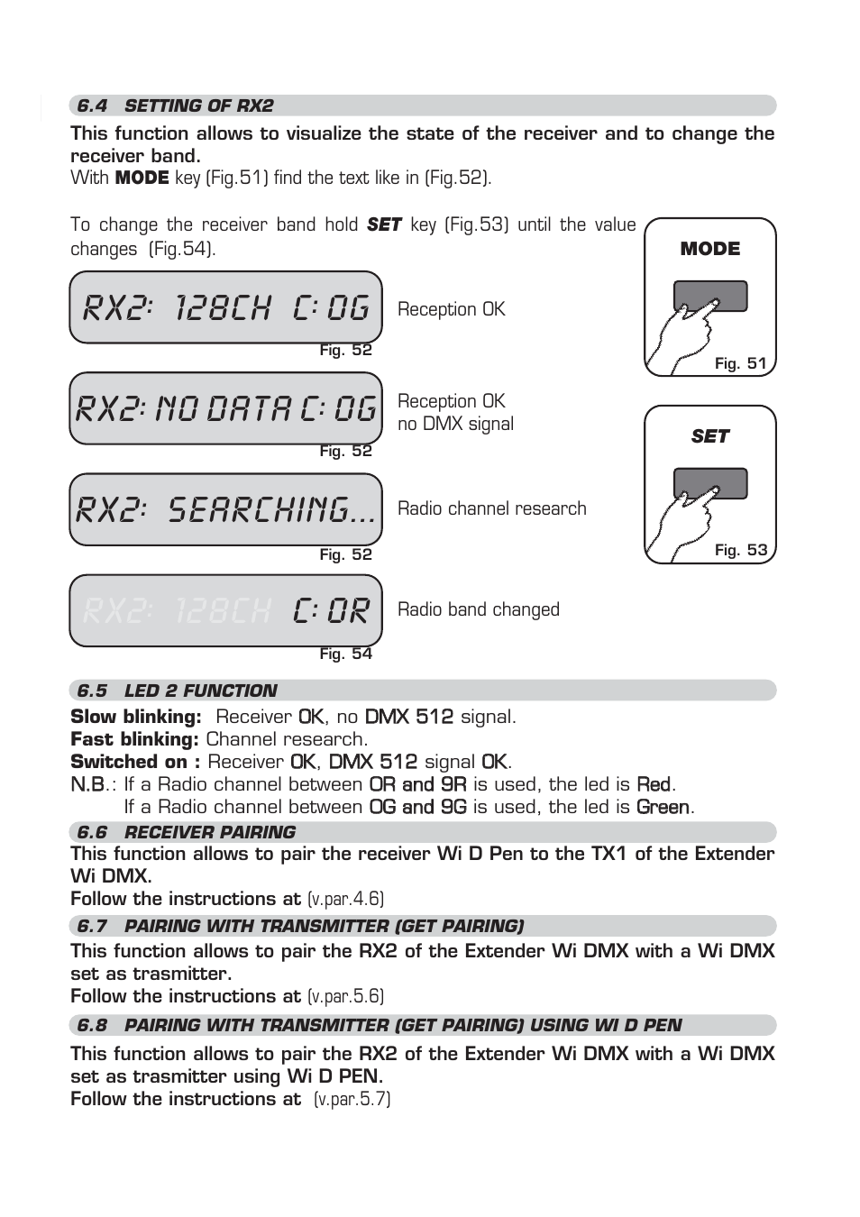 128ch c, No data c, Searching | OmniSistem WiDMX Transceiver User Manual | Page 21 / 24