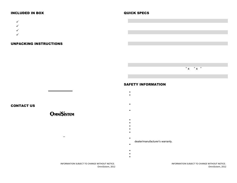 OmniSistem Aria User Manual | Page 2 / 4