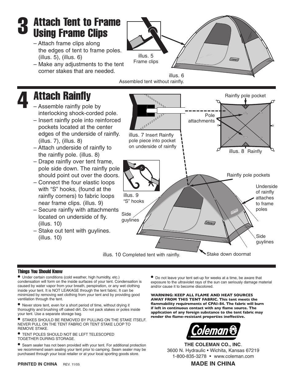 Attach tent to frame using frame clips, Attach rainfly | Coleman REDWOOD 12 User Manual | Page 2 / 2