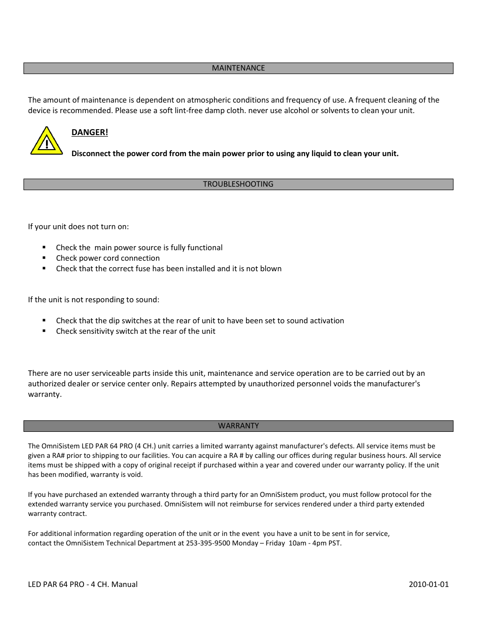 OmniSistem LED Par 64 (4 Channel) User Manual | Page 6 / 6