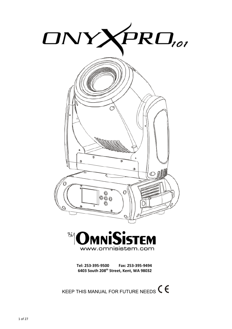 OmniSistem OnyxPro 101 User Manual | 27 pages