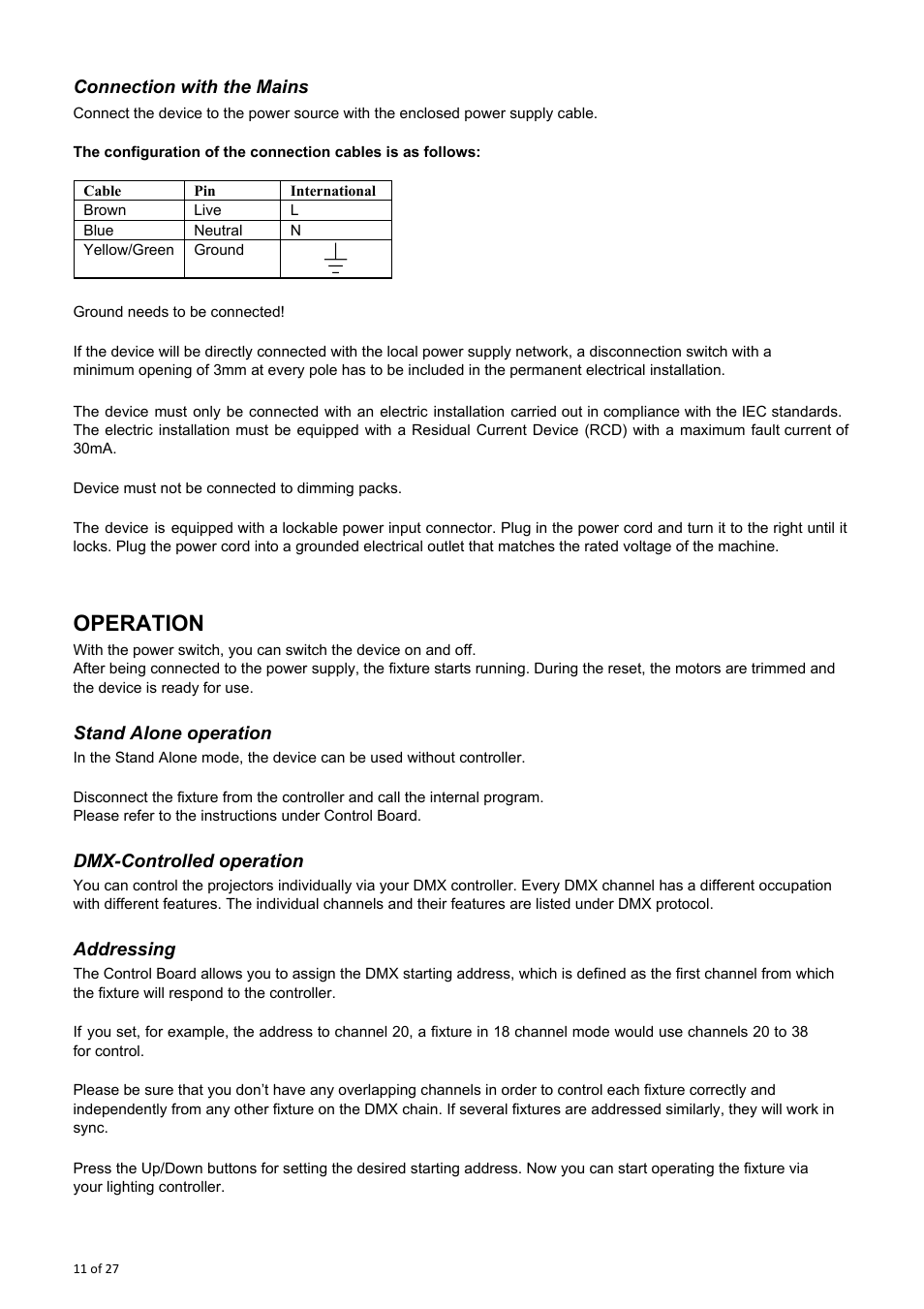 Operation | OmniSistem OnyxPro 101 User Manual | Page 11 / 27