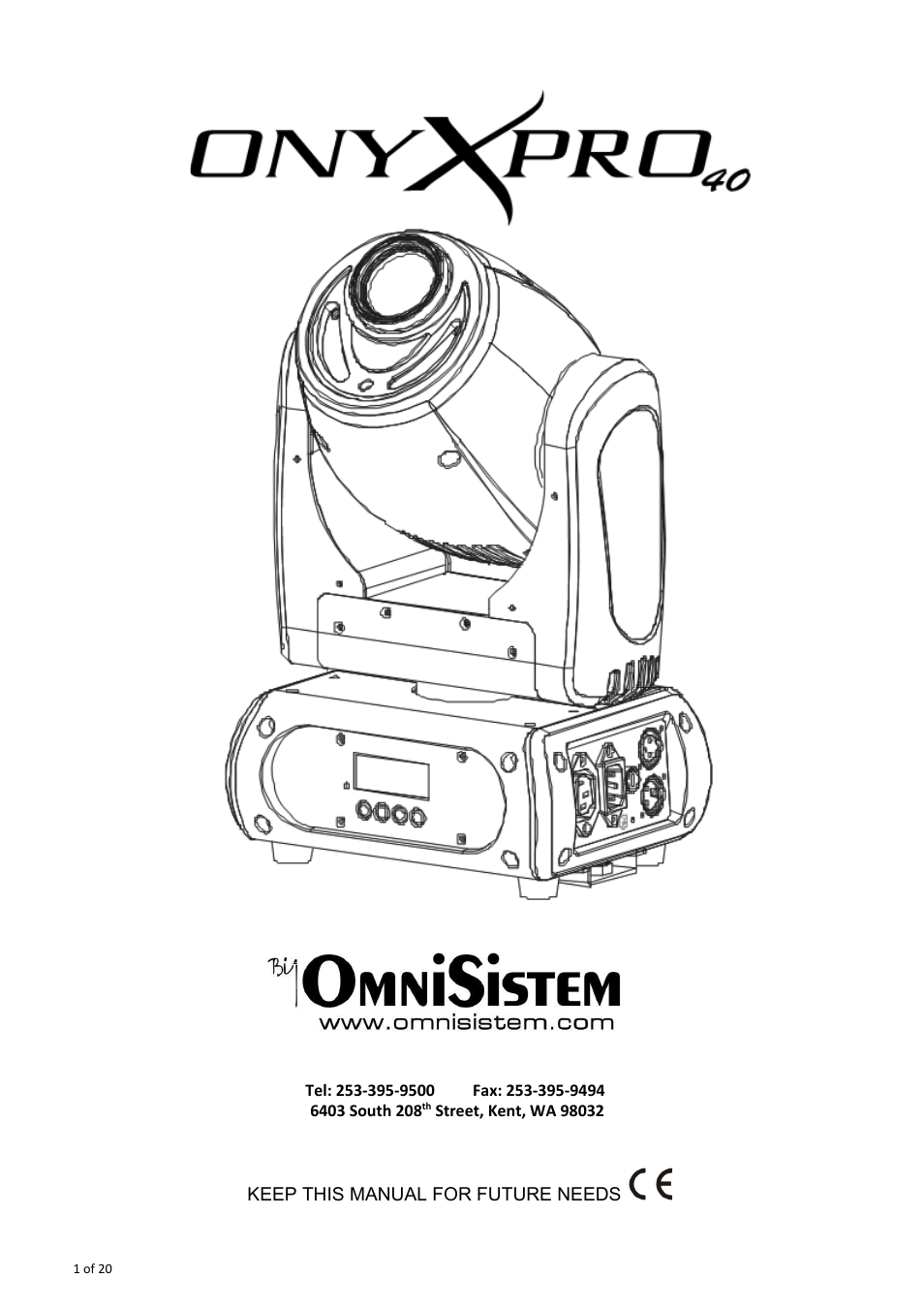 OmniSistem OnyxPro 40 User Manual | 20 pages