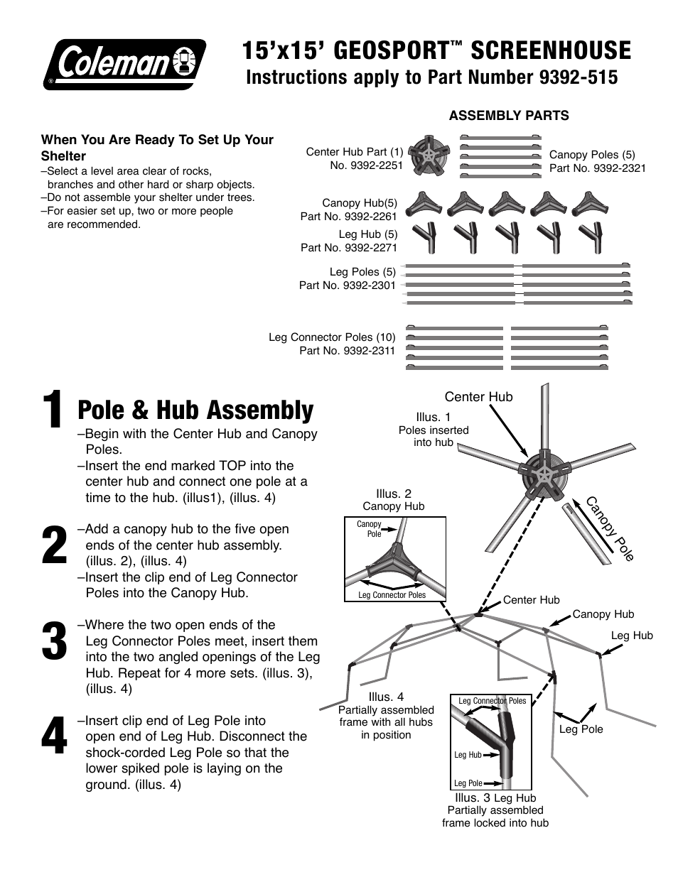 Coleman GEOSPORT 9392-2301 User Manual | 2 pages