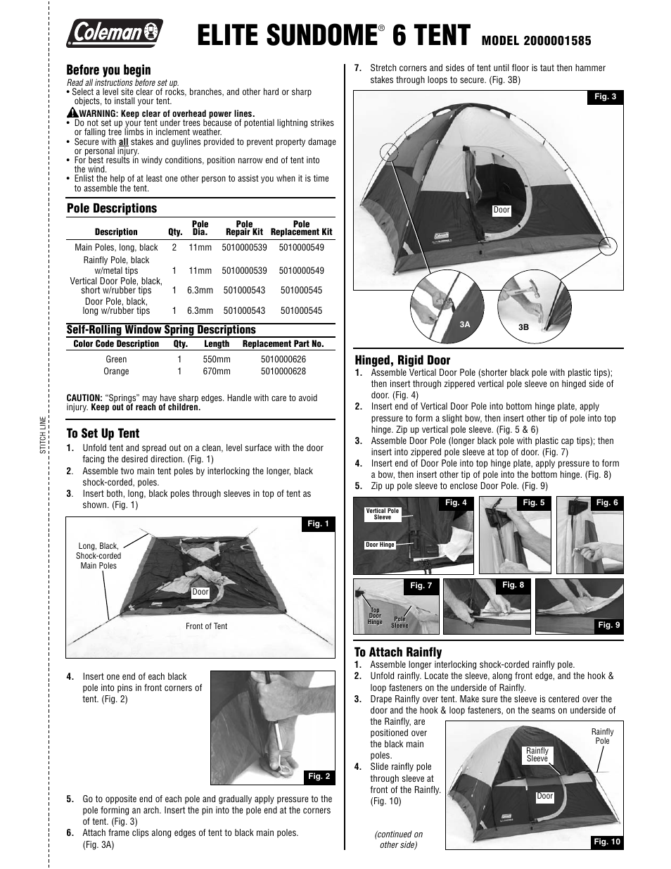 Coleman 2000001585 User Manual | 2 pages