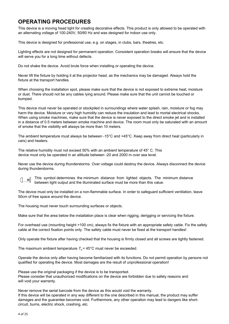 Operating procedures | OmniSistem Spark 7 Zoom User Manual | Page 4 / 25