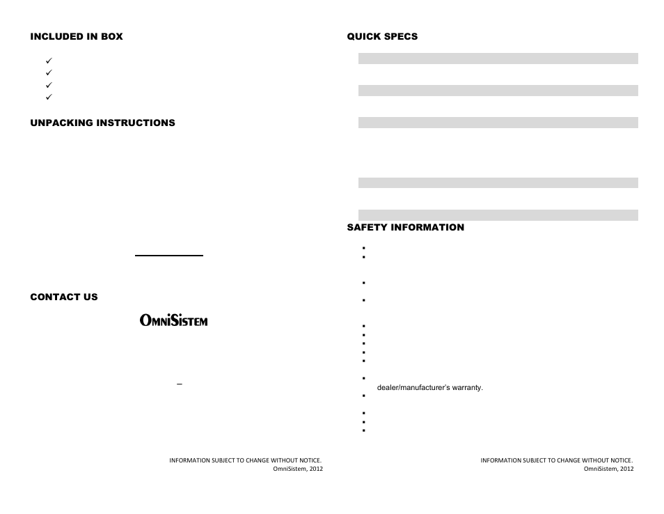 OmniSistem Striker 5 User Manual | Page 2 / 5