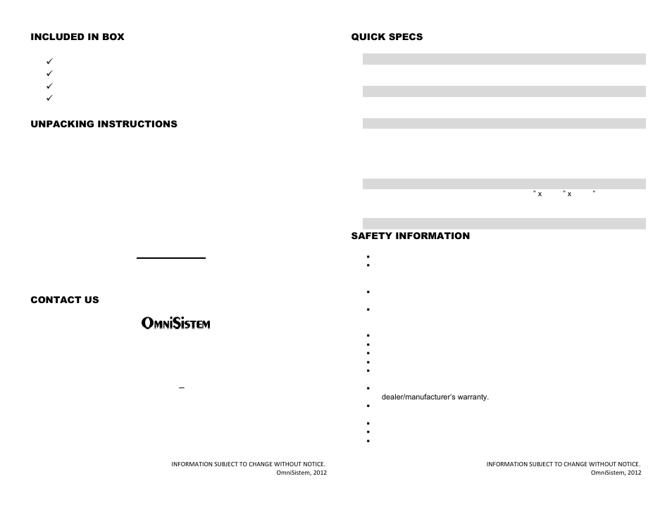 OmniSistem Thin Par Pro 64 User Manual | Page 2 / 3