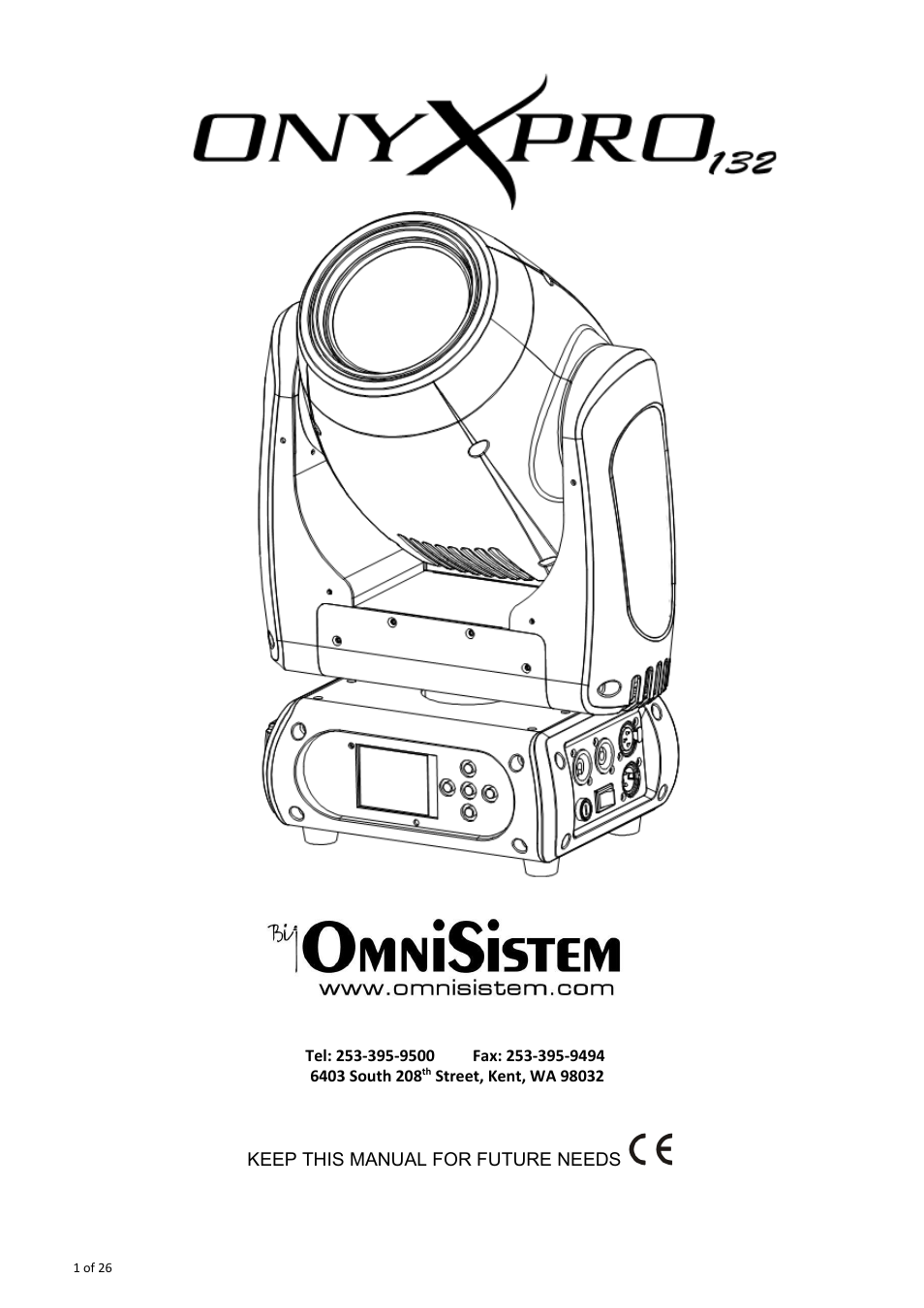 OmniSistem OnyxPro 132 User Manual | 26 pages