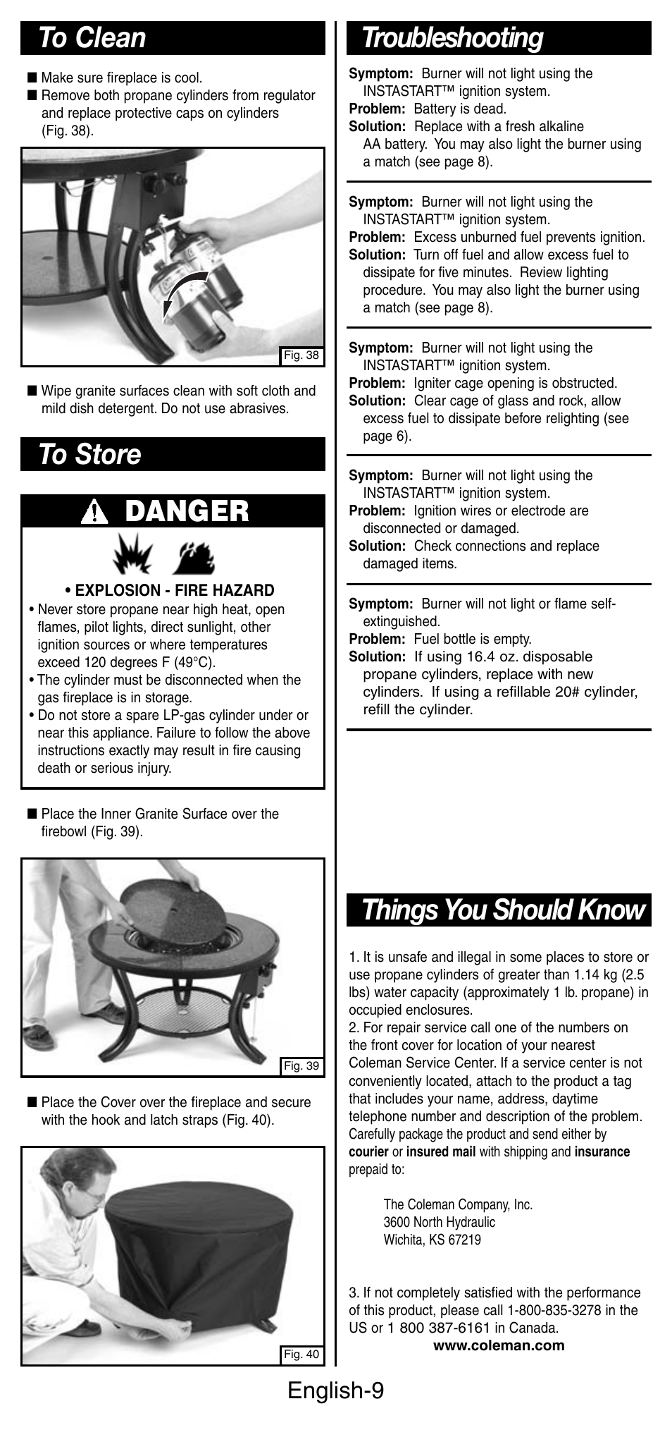 Things you should know troubleshooting, English-9 | Coleman 5071 Series User Manual | Page 10 / 12