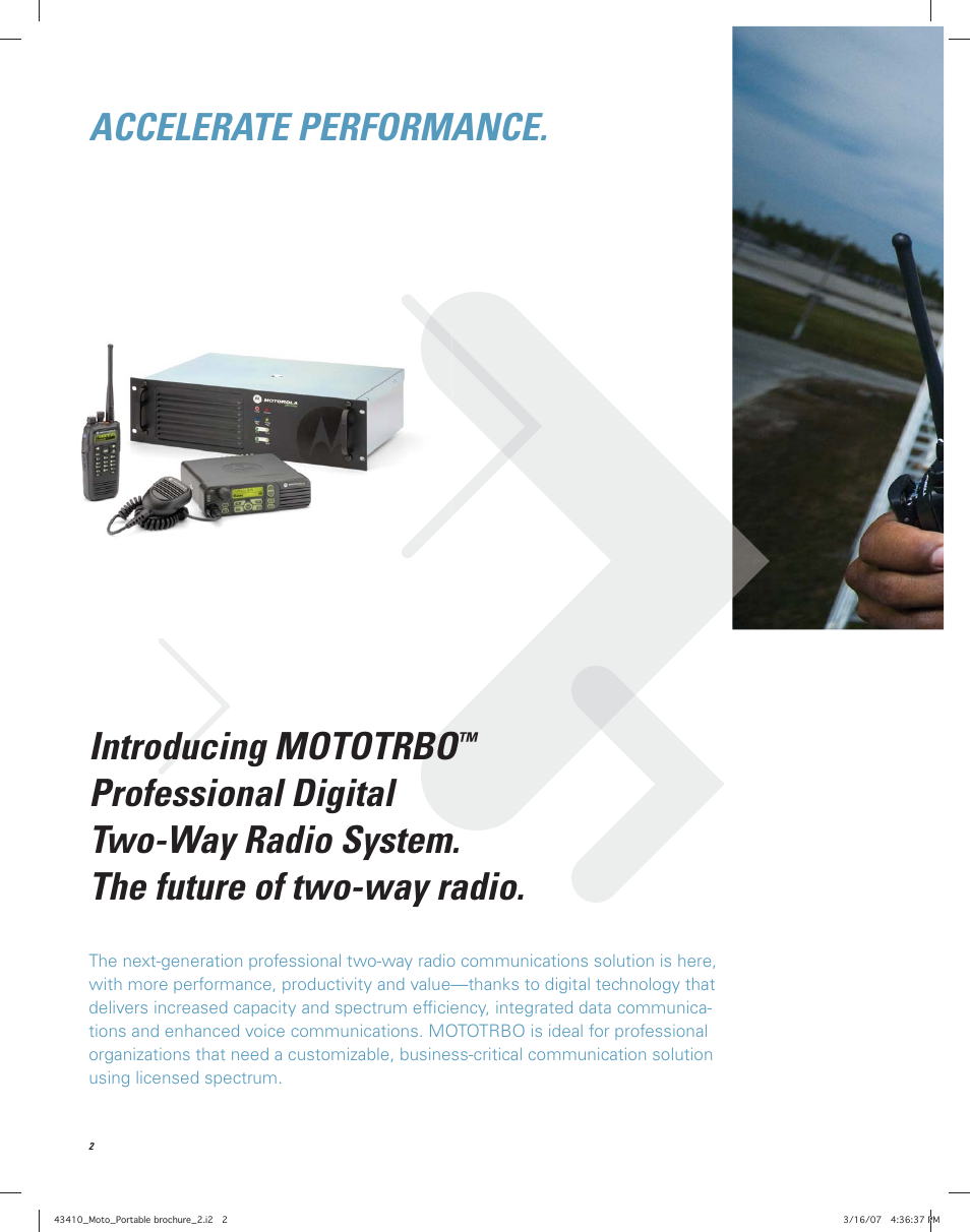 Accelerate performance, Introducing mototrbo | Motorola MOTOTRBO 6300 User Manual | Page 2 / 12