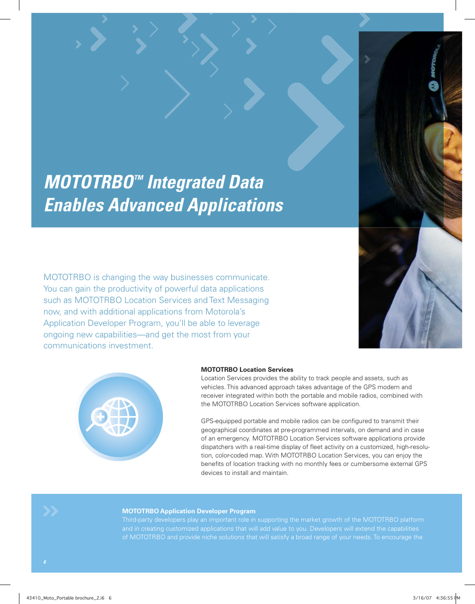 Mototrbo, Integrated data enables advanced applications | Motorola MOTOTRBO 6300 User Manual | Page 6 / 12