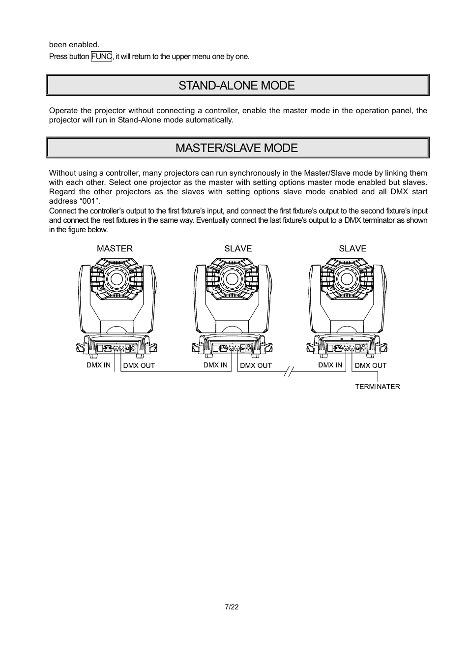 Stand-alone mode, Master/slave mode | OmniSistem PR XS 250 User Manual | Page 7 / 22