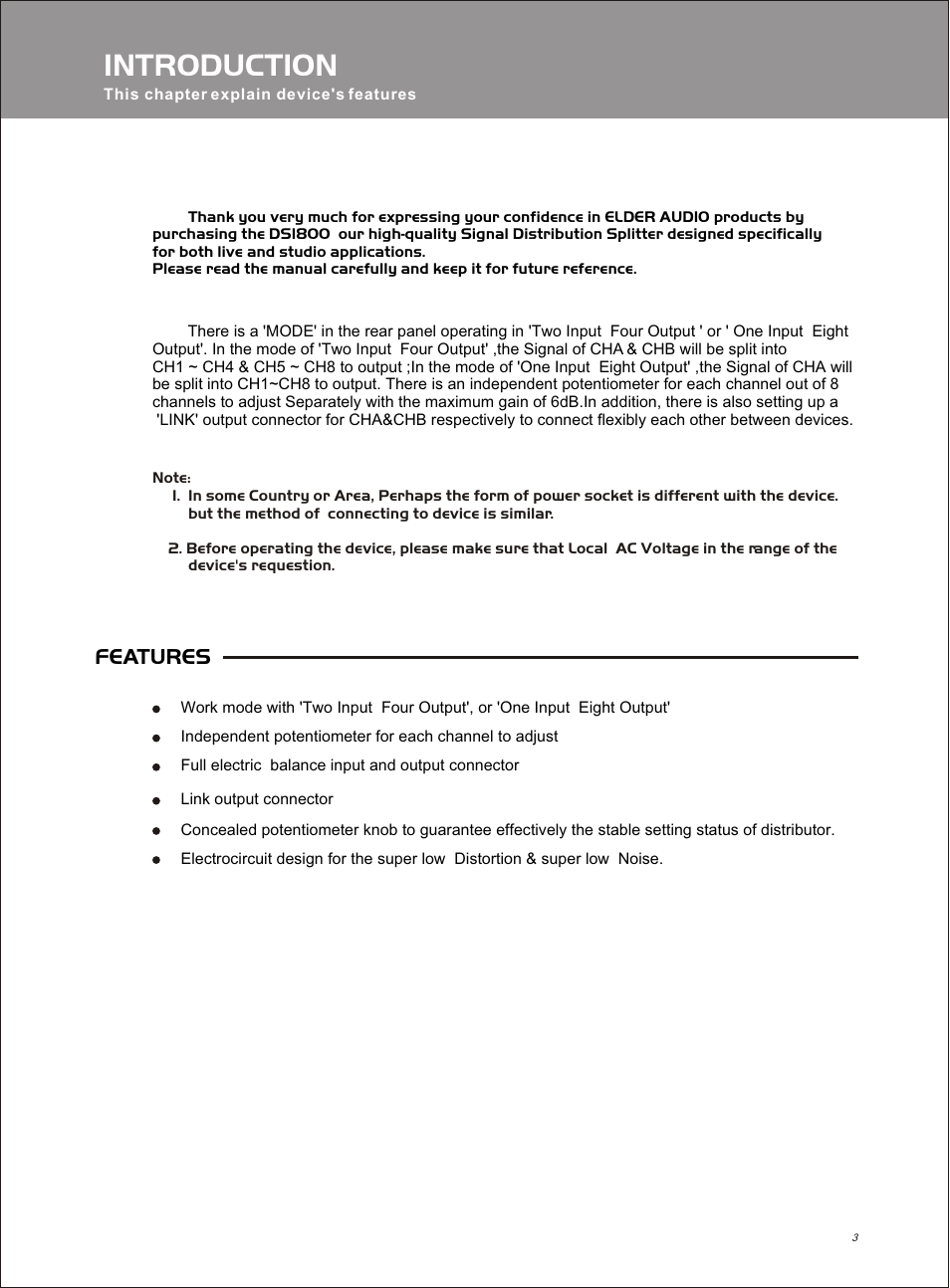 Т³гж 3, Introduction, Features | OmniSistem Beta 3 – DS1800 User Manual | Page 3 / 8
