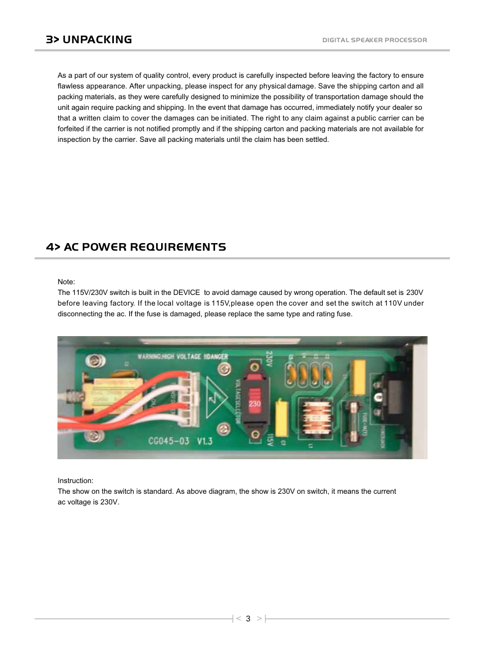 Т³гж 5, 3> unpacking, 4> ac power requirements | OmniSistem Beta 3 – EC-2600U User Manual | Page 5 / 27