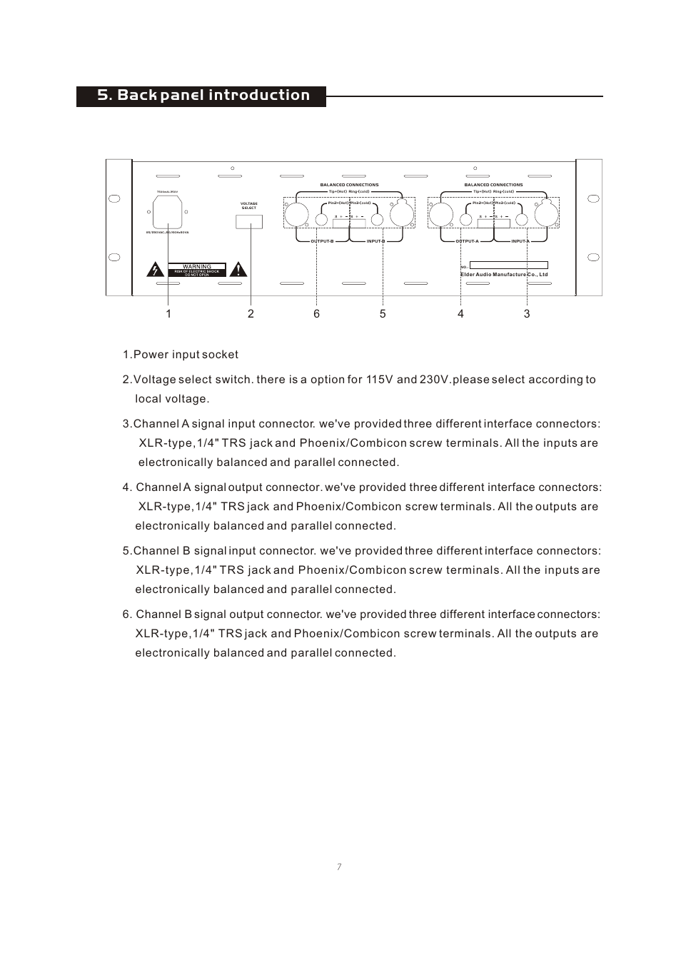 Т³гж 9, Back panel introduction | OmniSistem Beta 3 – EQ2231 User Manual | Page 9 / 11