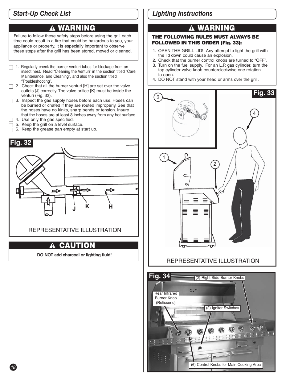 Warning, Caution, Start-up check list | Lighting instructions | Coleman 9992-647 User Manual | Page 18 / 32