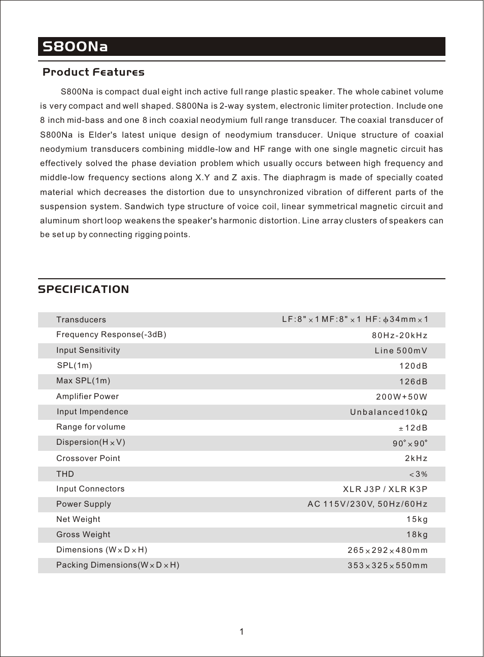 Т³гж 3, S800na, Product features | Specification | OmniSistem Beta 3 – S800Na User Manual | Page 3 / 11