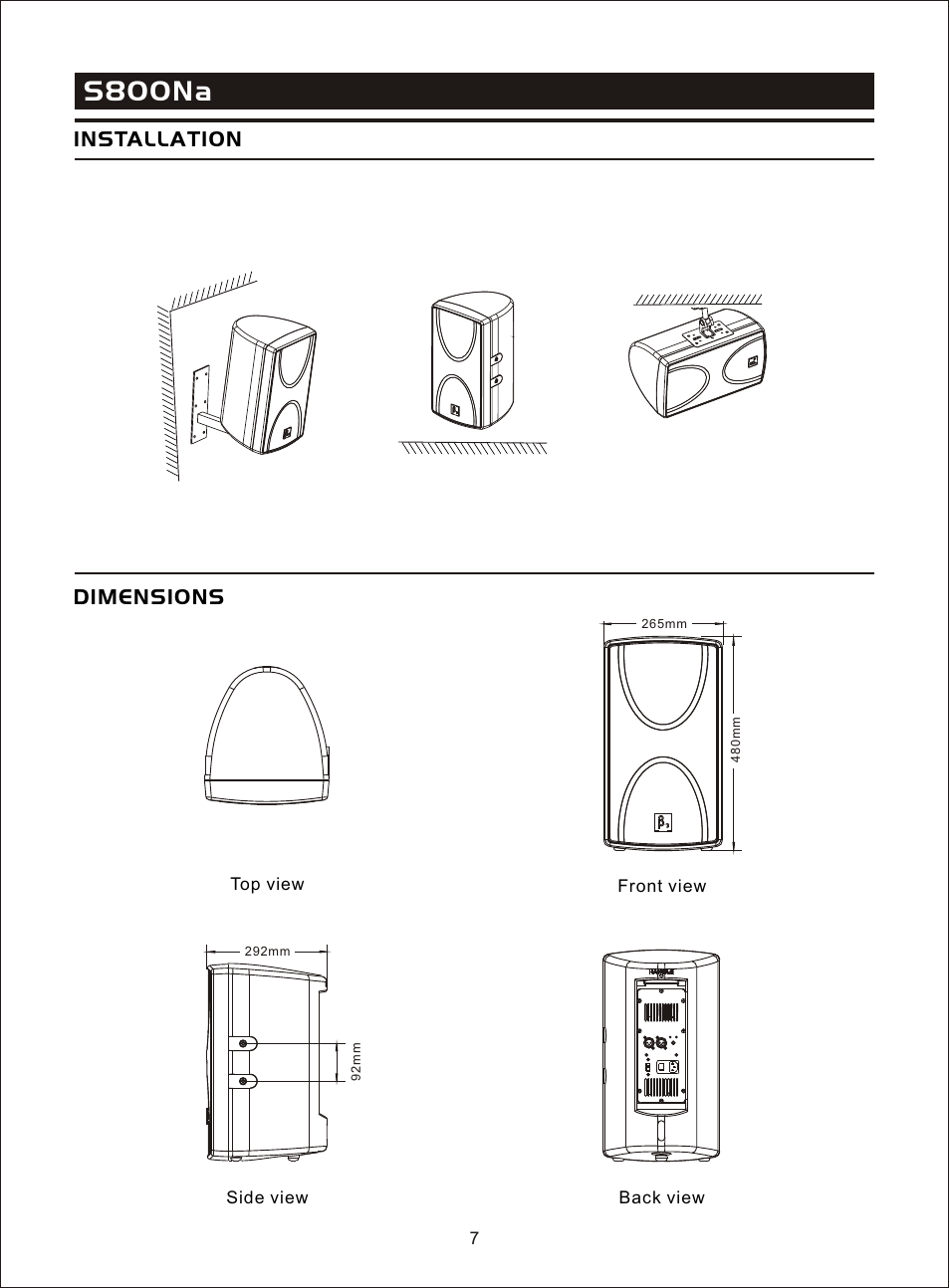 Т³гж 9, Μ х ч ° µ х ч, S800na | Installation dimensions | OmniSistem Beta 3 – S800Na User Manual | Page 9 / 11