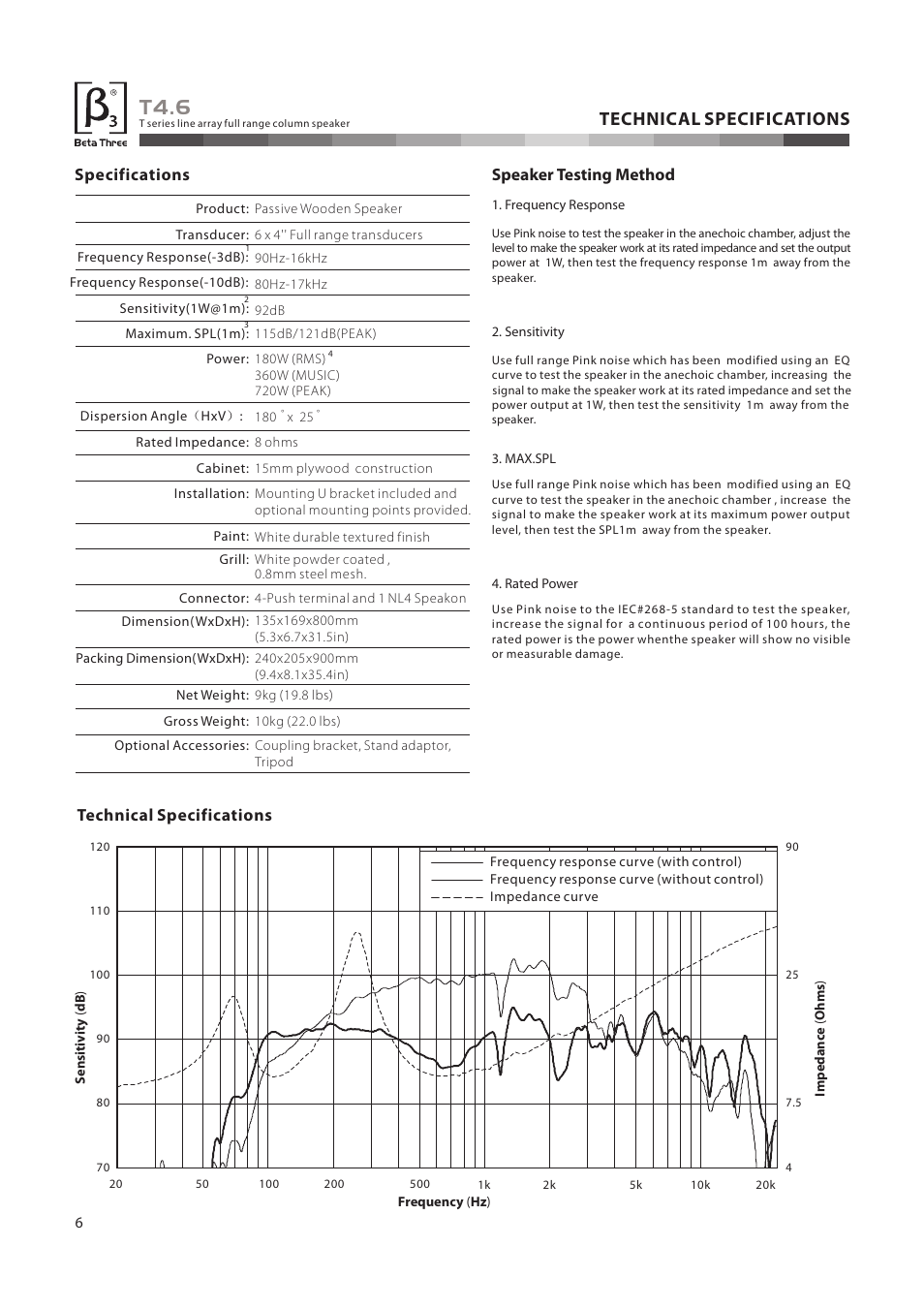 T4.6, Technical specifications | OmniSistem Beta 3 – T4.6 User Manual | Page 7 / 10