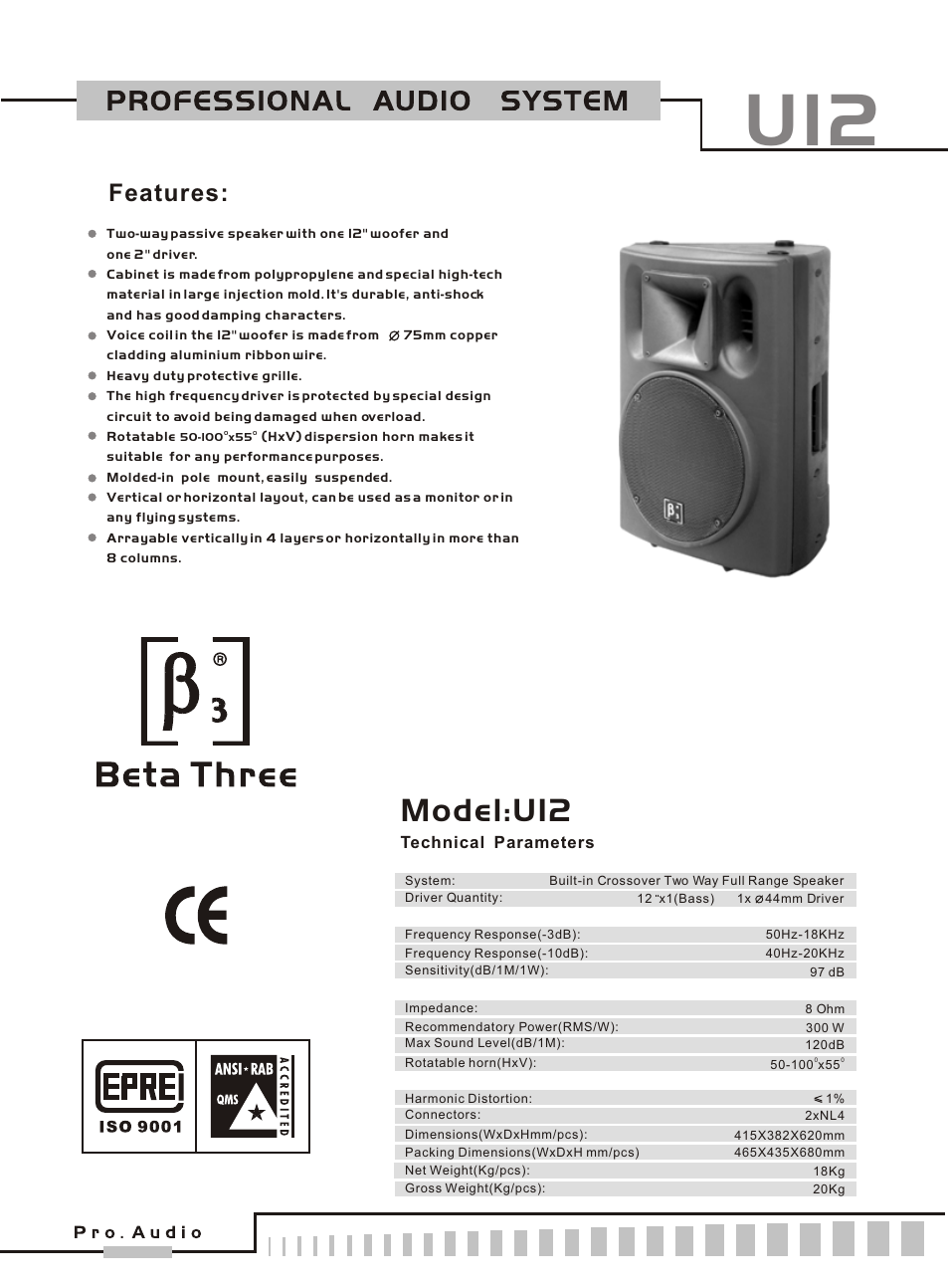 OmniSistem Beta 3 – U12 User Manual | 2 pages