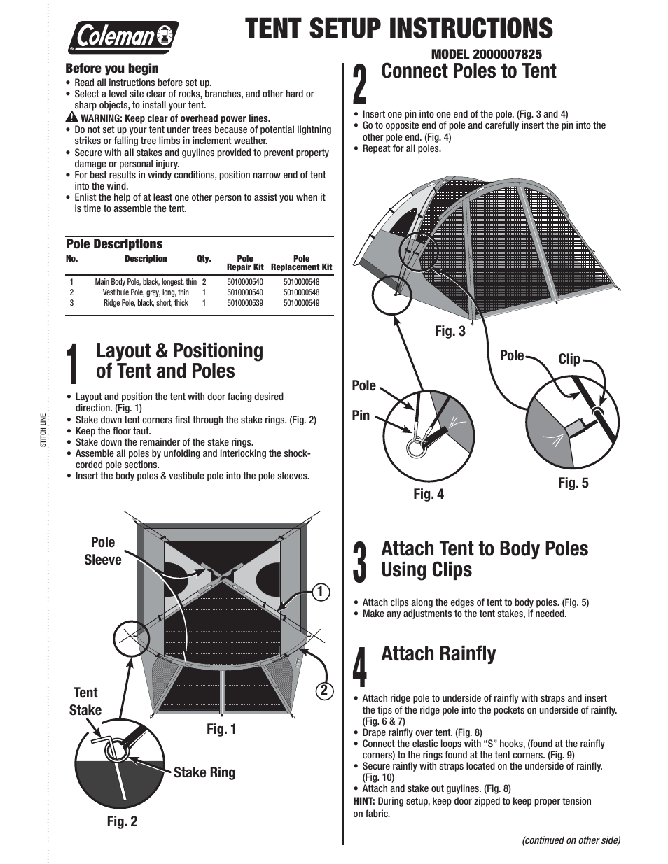 Coleman 2000007825 User Manual | 2 pages