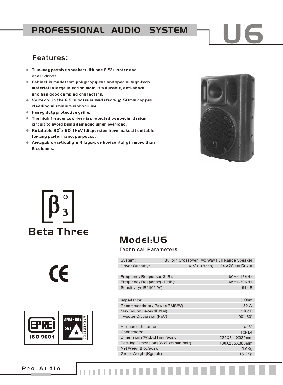 OmniSistem Beta 3 – U6 User Manual | 2 pages