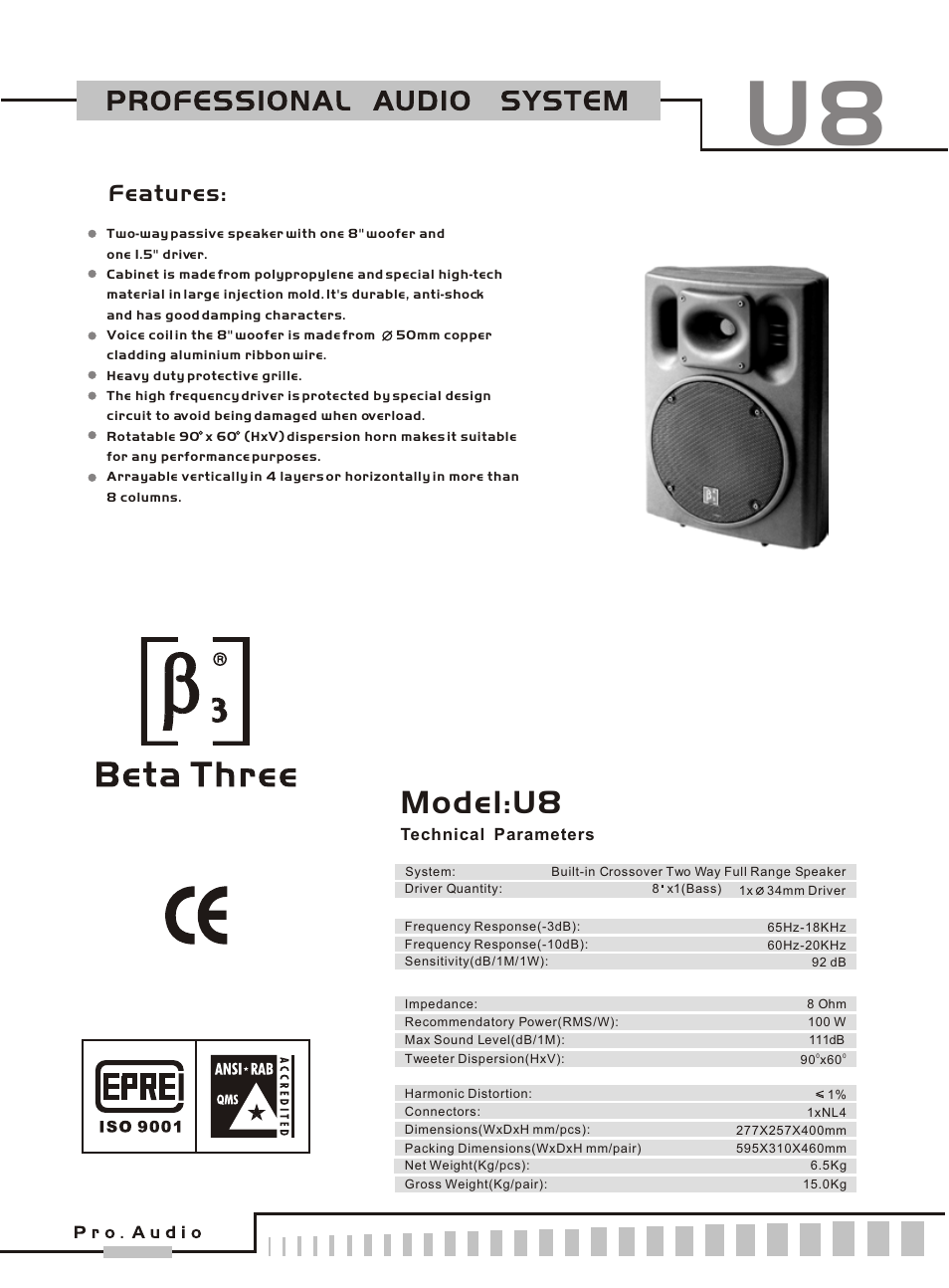 OmniSistem Beta 3 – U8 User Manual | 2 pages