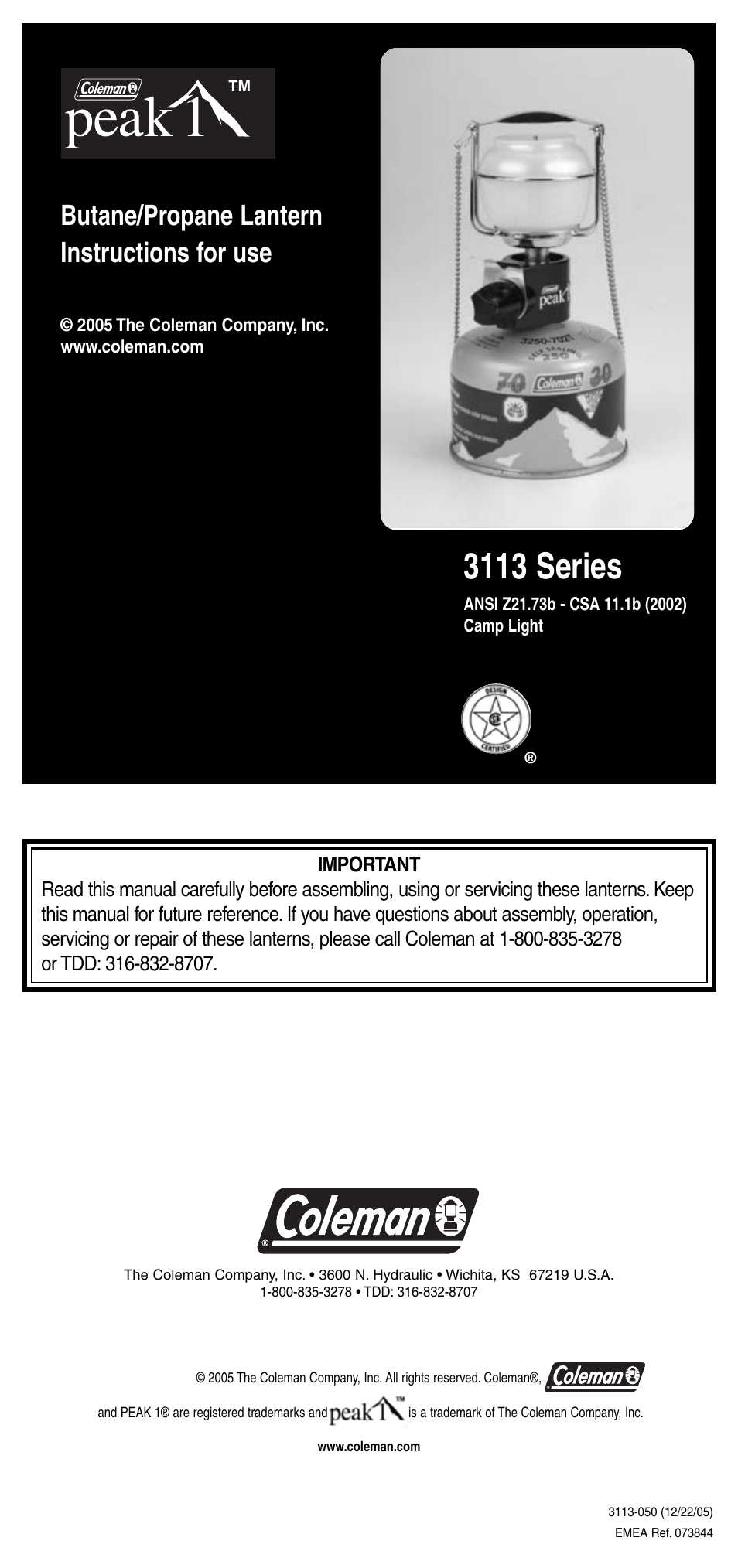 Coleman 3113 User Manual | 8 pages