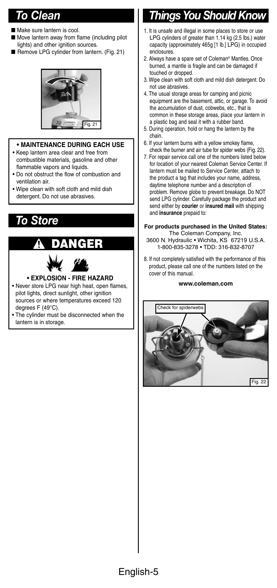 Things you should know, English-5 | Coleman 3113 User Manual | Page 6 / 8