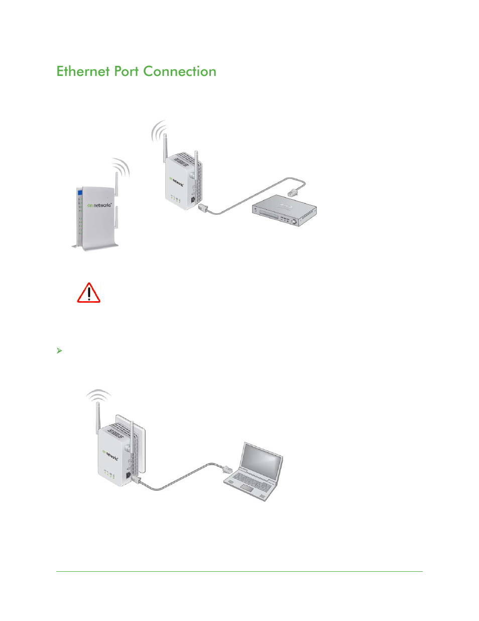 Ethernet port connection, To cable a computer to the extender | On Networks N300RE User Manual User Manual | Page 8 / 31