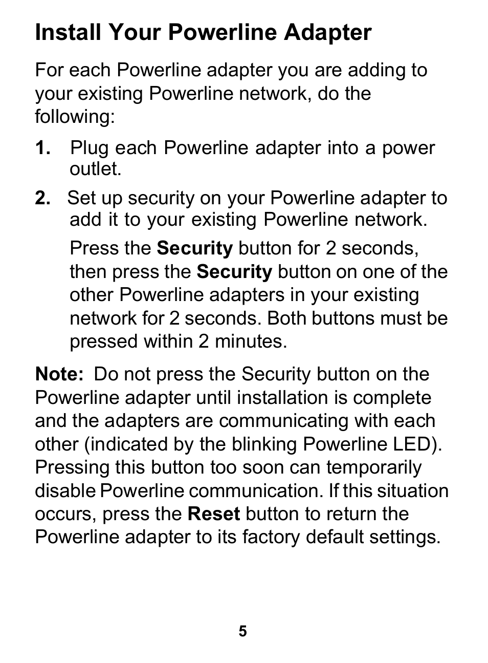 Install your powerline adapter, Plug each powerline adapter into a power outlet | On Networks PL200P User Manual | Page 5 / 12