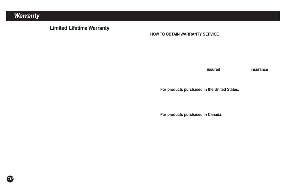 Warranty, Limited lifetime warranty | Coleman 9921A User Manual | Page 10 / 32