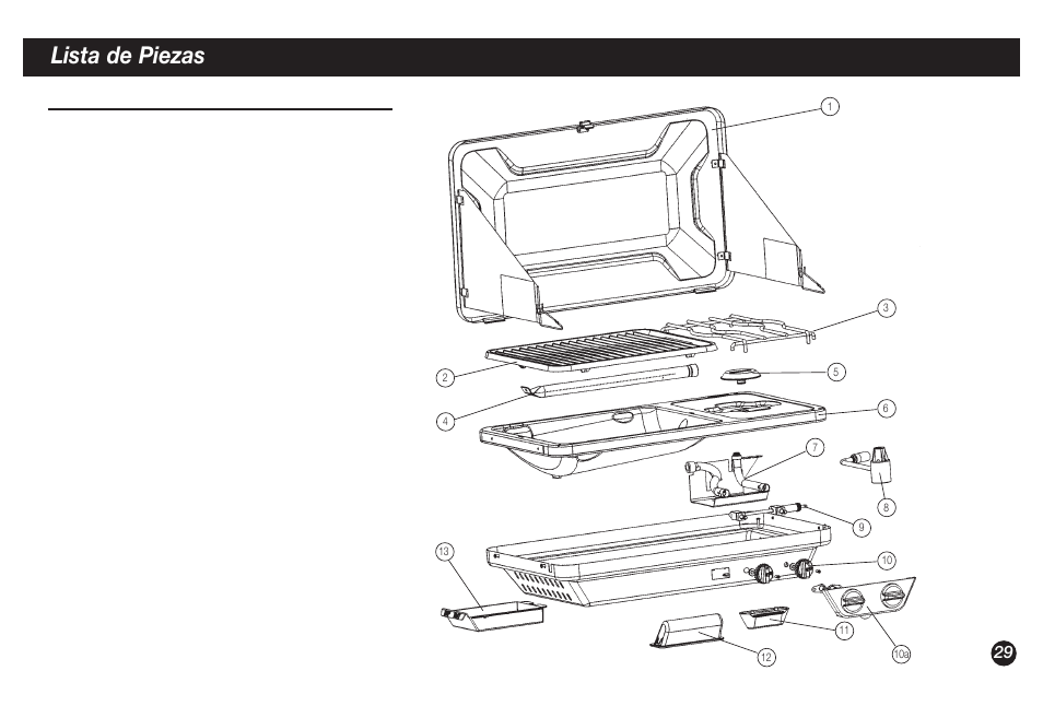 Lista de piezas | Coleman 9921A User Manual | Page 29 / 32