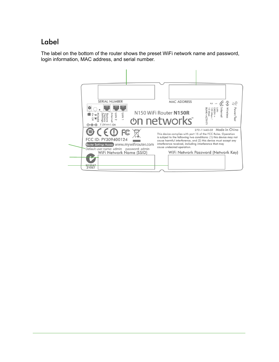 Label | On Networks N150R User Manual User Manual | Page 10 / 92